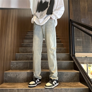 k1034-p45-控68 S-5XL高品质微喇微弹大码现货浅灰牛仔裤印花图片