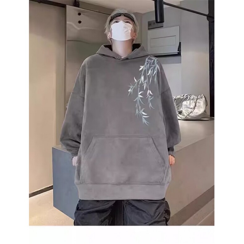 原宿高质量麂皮绒连帽卫衣潮流简约文艺新款流行百搭气质慵懒时尚,男装卫衣,星座506A