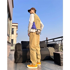 【档口大货】D901-P40新款机能小三角白标宽松工装长裤男女同款，男装休闲裤，星座603-2