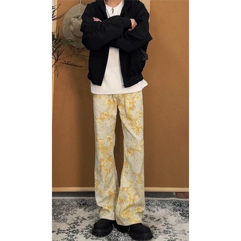 印花休闲裤男女秋冬季长裤显瘦直筒裤子美式休闲裤NZS4108,男装休闲裤,星座516A