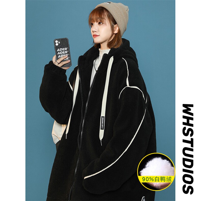冬装中性风加厚羊羔绒连帽外套创意羽绒服男女8153-P195控价268，男装羽绒服，电商A441-1