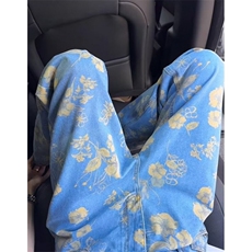 复古满印花小众设计直筒宽松牛仔裤男春季高街休闲阔腿裤NG188，男装牛仔裤，星座1116A（原606A-3）