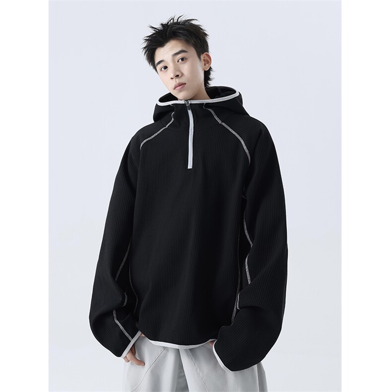 现货-哈苏线半拉链拉链卫衣外套运动长袖T恤户外套头骑行服,男装T恤,电商C307