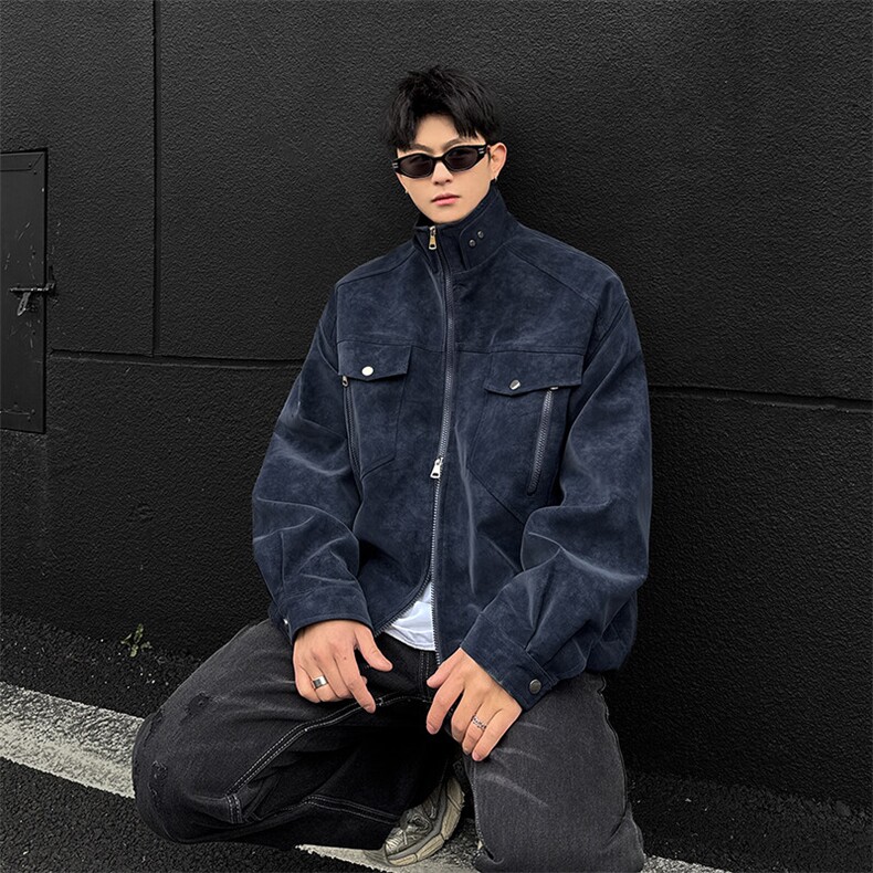 现货藏青男士皮夹克机车情侣皮衣外套JK306P80,男装夹克,星座1904A-1