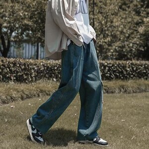 牛仔裤男秋季潮大码休闲裤子高街慵懒男N3121P43图片
