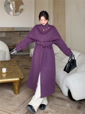 双面羊绒披肩两件套长款大衣2C067-972-P385-K499，女装毛呢外套，茵姿媚