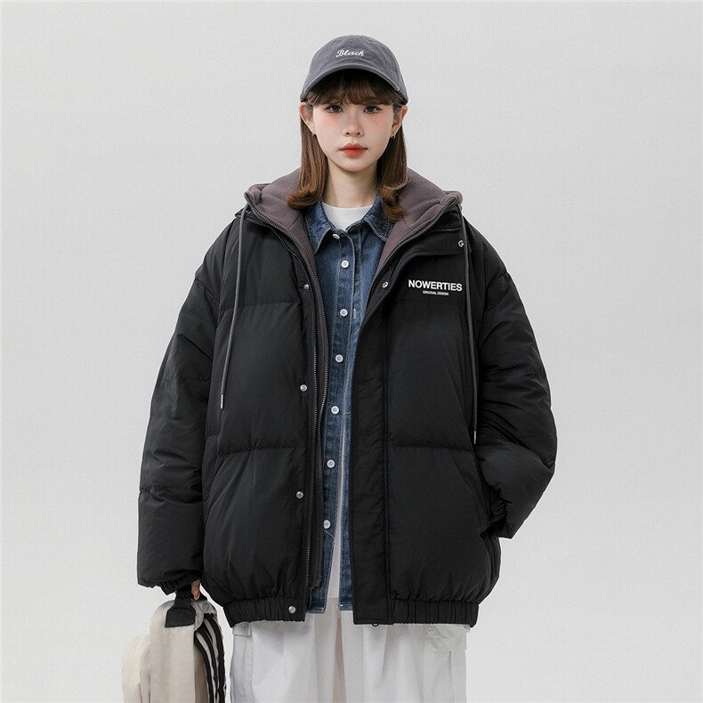 中性风休闲连帽字母印花宽松假两件棉服A268-MY475特批115控168,男装棉衣,电商A268