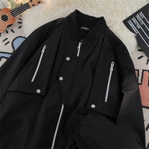 美式复古高街工装多口袋飞行员棒球服外套男潮牌宽松夹克 J625图片