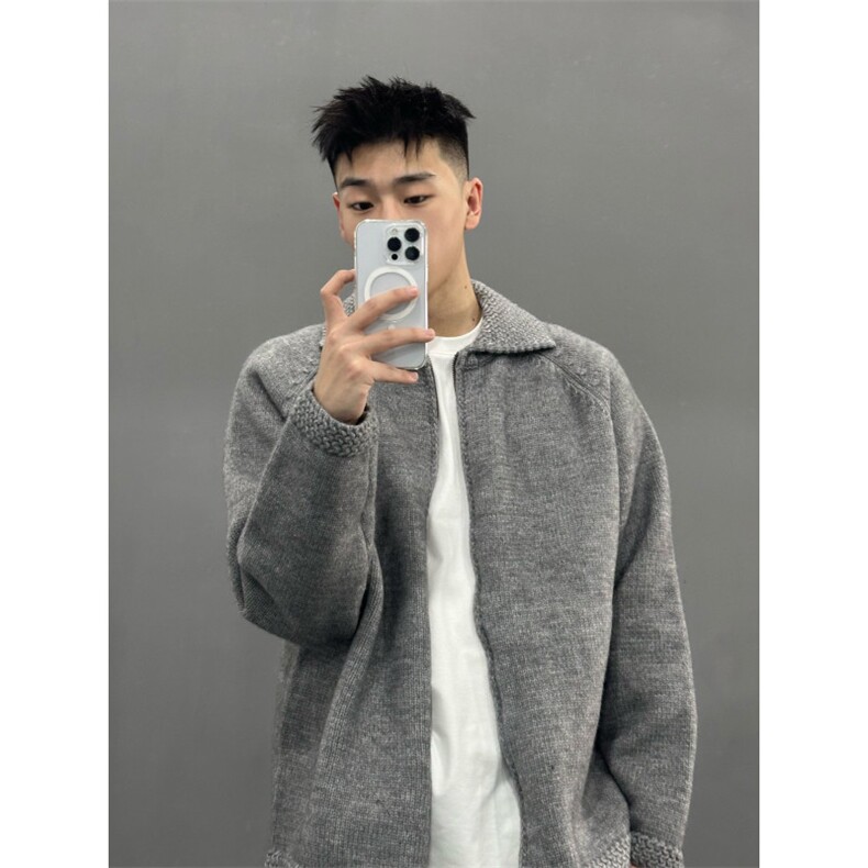 【有货】M349CC-特P65翻领毛衣开衫男慵懒拉链开衫针织外套,男装针织衫/毛衣,星座1007（原301D）
