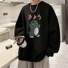 华夫格卫衣圆领卫衣男大码长袖t恤男外套HW76037-P30加绒款-P40，男装卫衣，电商A040