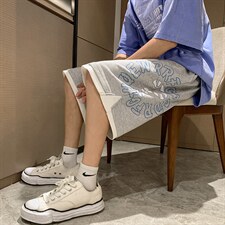 2025夏季港风休闲印花假两件设计五分裤B266-DK06-P30，男装牛仔裤，星座B257-1