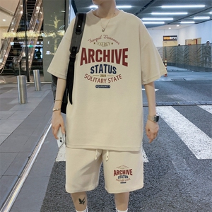！2024夏季新款男士华夫格短袖T恤套装学生一套HTZ80P50图片