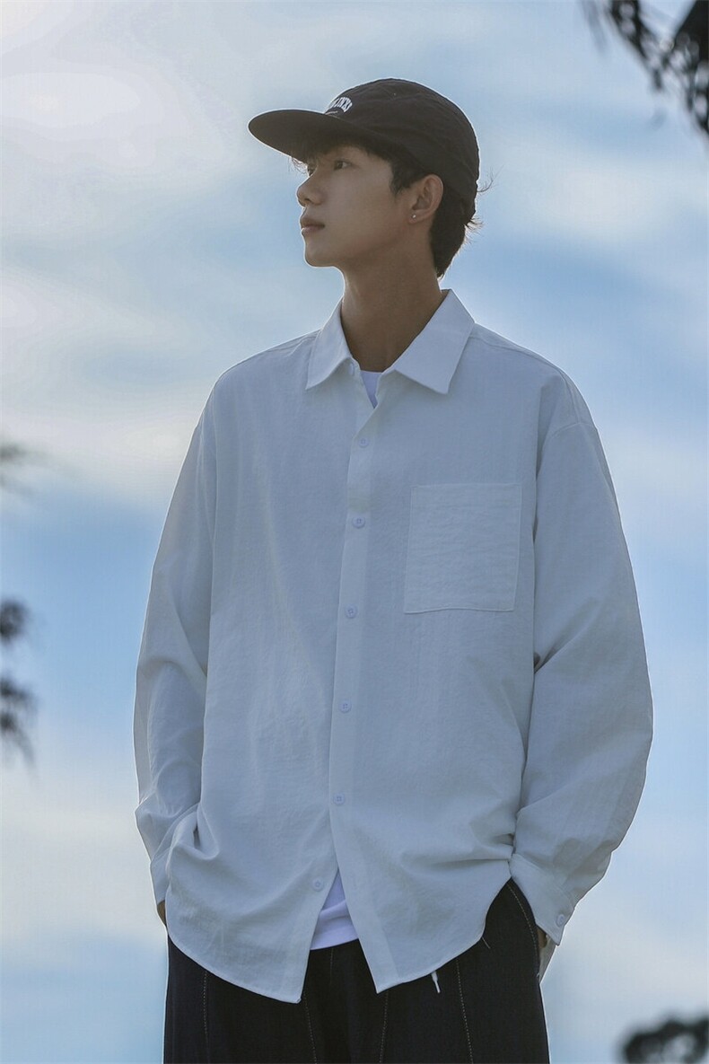 25年春季纯色衬衫长袖大码宽松落肩现货DS-C323-1-2383-特批35,男装衬衫,电商C323-1