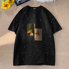量大优供抖音视频支持得物配合二开美式满天星亮片短袖T恤MTX233，男装T恤，电商A486