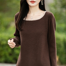 2025百搭时尚包边u型领子针织衫羊毛衫，女装羊毛衫，蒙特羊绒