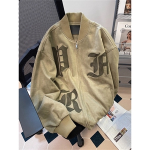 麂皮夹克外套刺绣字母棒球服 JK8027 特P62图片