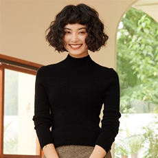 2025年秋季新款一线抽条半高领针织羊绒上衣时尚休闲通勤百搭，女装羊绒衫，高粱穗羊绒