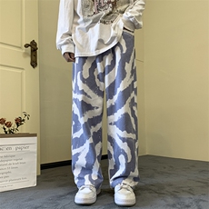 高品质秋款男牛仔裤牛奶迷彩扎染印花渐变色直筒长裤NK567P55，男装牛仔裤，星座1013-1