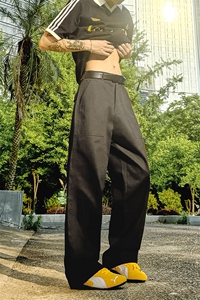 XK438-P50黑色美式直筒夏季裤子男款高级休闲裤图片