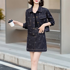 欧货高端洋气牛仔裙两件套装2025春新款女时髦减龄流行设计感短裙，女装套装/套裙，潮流依族