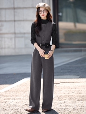 主推现货2025年省心好搭时髦范+气质配优雅休闲配送腰带连体裤，女装连体裤，尚娜萱