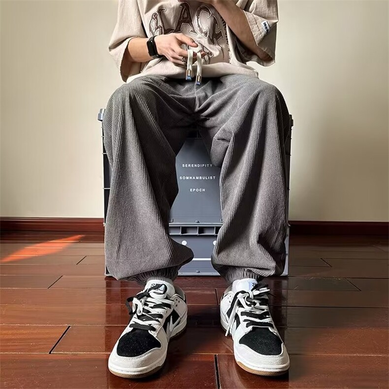 时尚潮牌春季男潮休闲裤纯色运动裤束脚青春流行长裤宽松型,男装休闲裤,星座716-3