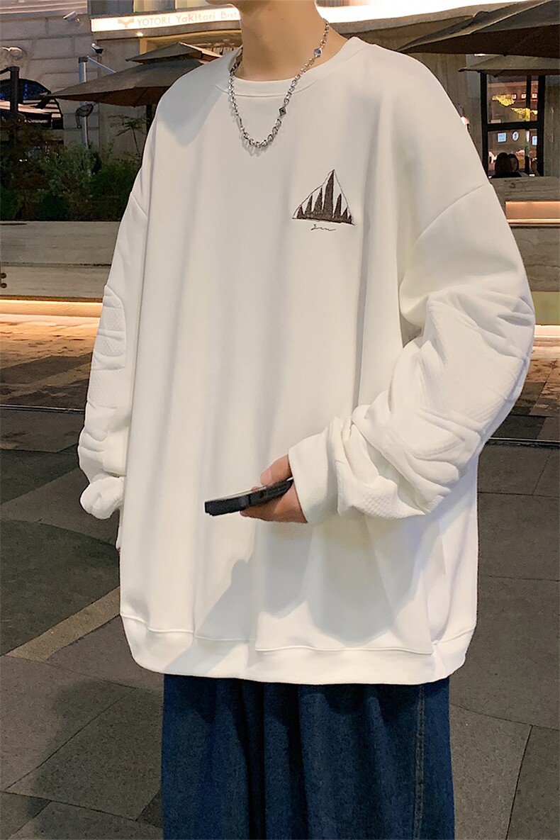 Y5038P30港风刺绣圆领卫衣男宽松长袖T恤打底衫外套,男装T恤,星座1204-3