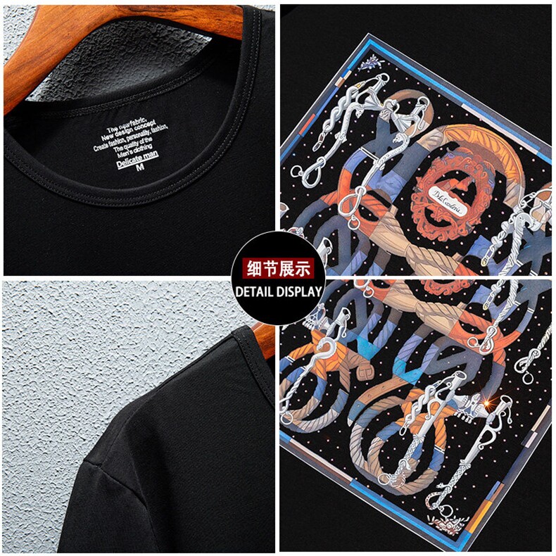 新款高品质套头短袖燙钻潮休闲圆领T恤夏季大码简欧上衣A2508-P63,男装T恤,电商A227B（原钱塘4066-1）