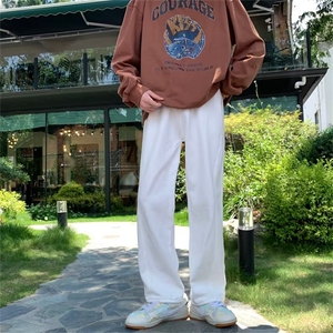 牛仔裤男夏季潮大码休闲裤子高街设计感裤子V114P40图片