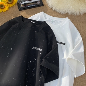 可48小时发货支持抖音得物来样二开 美式满天星亮片短袖T恤MTX688图片
