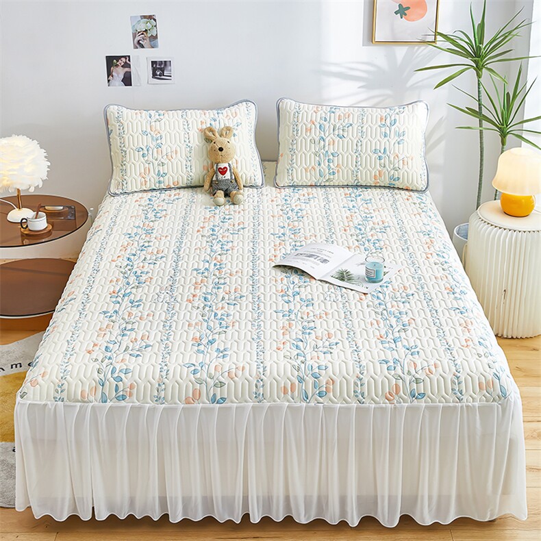 新款乳胶席床裙三件套夏季冰丝凉席，凉席，一起卖家纺