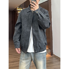 抖音现货PU皮夹克宽松复古纯色外套DY2407-特P80，男装夹克，星座1213
