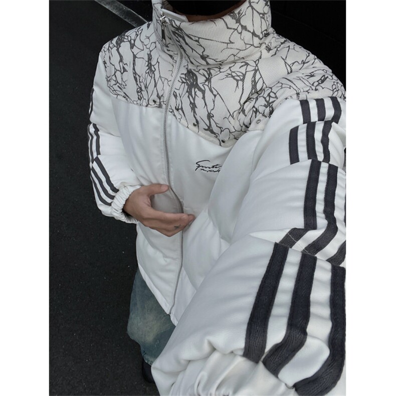 PU皮棉服冬季宽松港风棉衣立领冬装棉袄外套男MY249-特P105控168图片