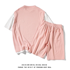 白底23新款夏季时尚印花短袖T恤百搭宽松短裤套装TZ627P75控98，男装牛仔裤，电商A247-1