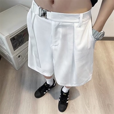 西装短裤男高级感垂感冰丝裤夏季vibe阔腿休闲裤痞帅五分中裤，男装休闲裤，星座601-2