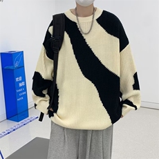 秋冬新款2022拼色圆领毛衣韩版宽松长袖百搭休闲针织衫M637-P38，男装针织衫/毛衣，星座512-2