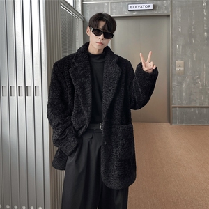 1港风泰迪绒短款纯色西装大衣高级感毛呢外套男77938P128控188,男装风衣,星座226-2