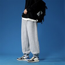 K6095/P45秋装新款中性风拉链开叉休闲裤男女宽松大码束脚裤子，女装休闲裤，电商A141