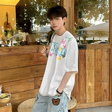万针全刺绣工艺抖音得物高品质260克重磅纯棉双纱美式高街短袖T恤，男装T恤，电商A486