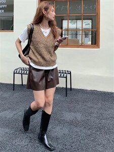 WM0007 V领杂色毛织背心图片