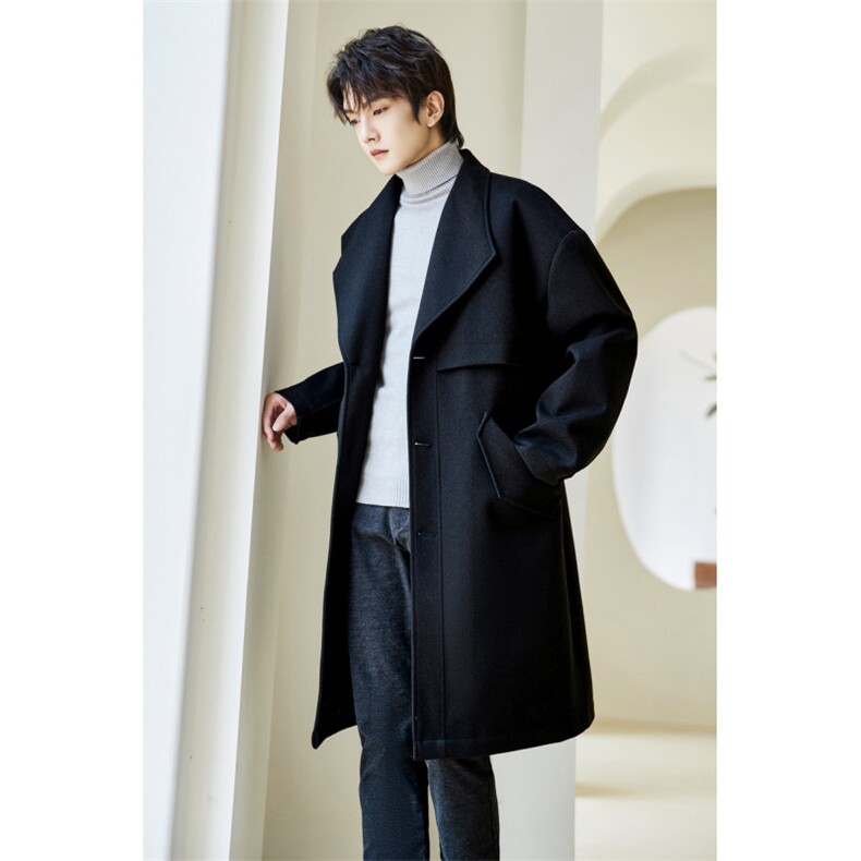 得物/精品大货风衣男中长款斜纹毛呢大衣男F922批125品牌风B,男装风衣,星座401