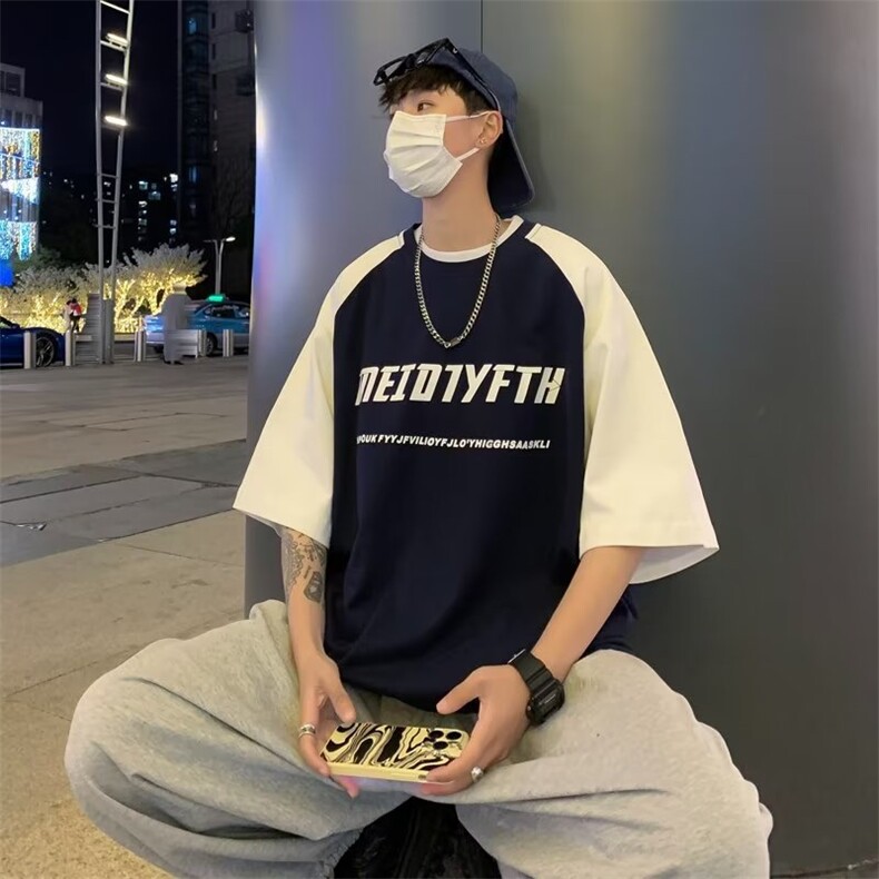 标准T恤青春流行ins夏季潮五分袖新款时尚潮牌慵懒圆领男潮流,男装T恤,星座716-2