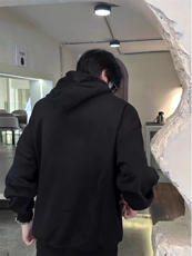 跨境版无帽绳二开秋冬重磅曼巴棉美式宽松纯色连帽卫衣外套DWS66，男装卫衣，电商A486