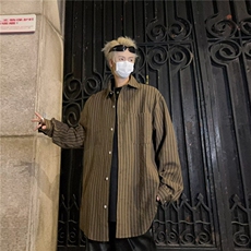 衬衣男韩版潮流条纹拼色高街帅长袖2024春季CX3-P36，男装衬衫，星座1109-3
