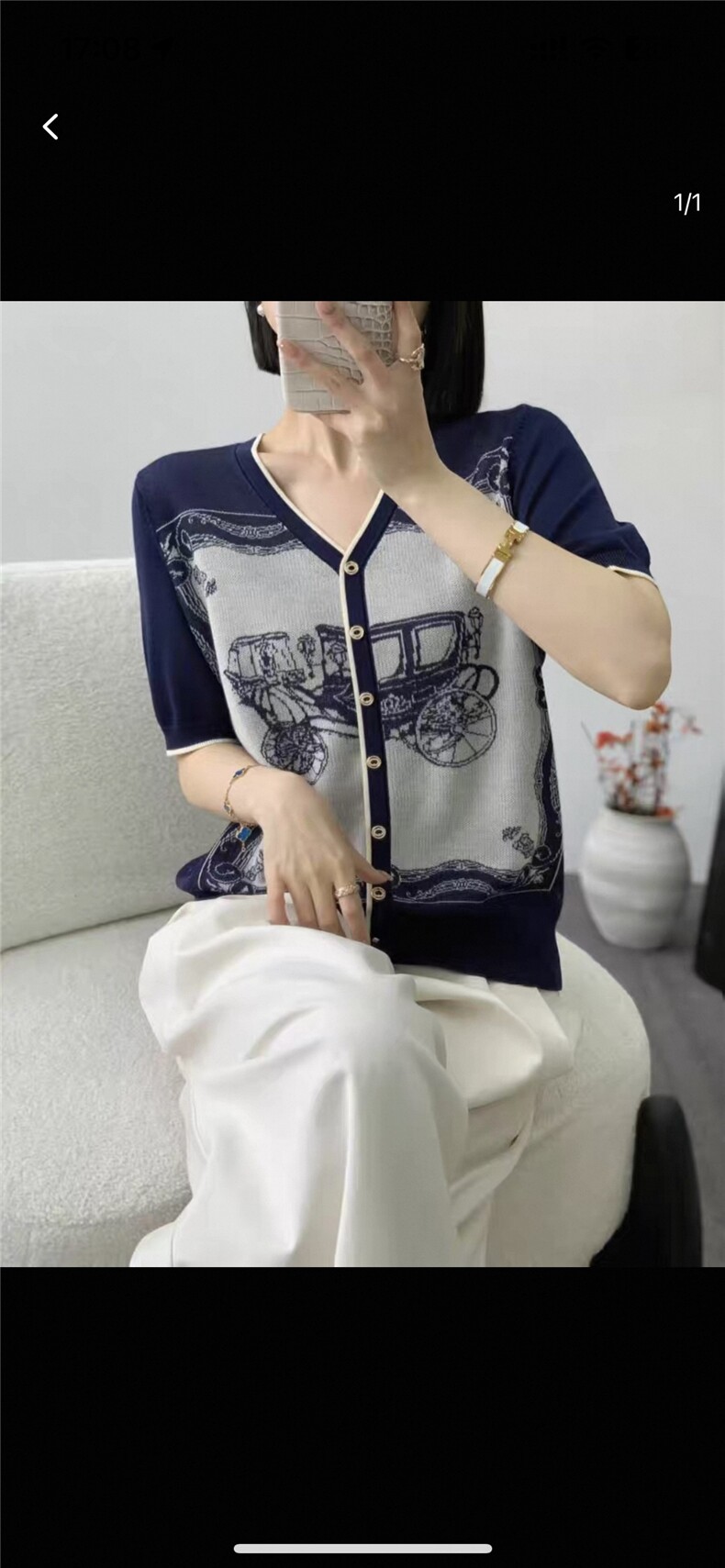 2025年夏季常规不连帽舒适百搭系扣开衫短袖,女装T恤,鄂维那特