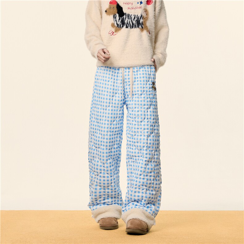 2025冬季中性情侣亮色加棉加厚保暖宽松棉裤B315-K912-P65控88,男装休闲裤,电商B315