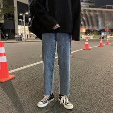 21春季牛仔裤男直筒宽松潮牌ins港风坠感阔腿毛边老爹裤k17-p35,男装牛仔裤,星座1008-2