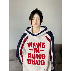 抖音得物供货提供视频秋冬重磅美式宽松接拼连帽卫衣3217，男装卫衣，电商A486