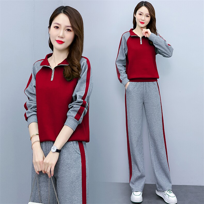 休闲宽松显瘦宽松两件套女装2024春秋新款时尚运动卫衣妈妈装套装,女装套装/套裙,梦依杭