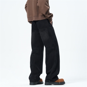 【主推现货S-4XL】水洗直筒牛仔裤男宽松长裤A080-8206-P65控88图片